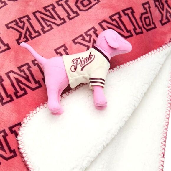 PINK By Victoria's Secret Mini Dog & Cozy Logo Blanket SET NEW MSRP $86 - Picture 2 of 8